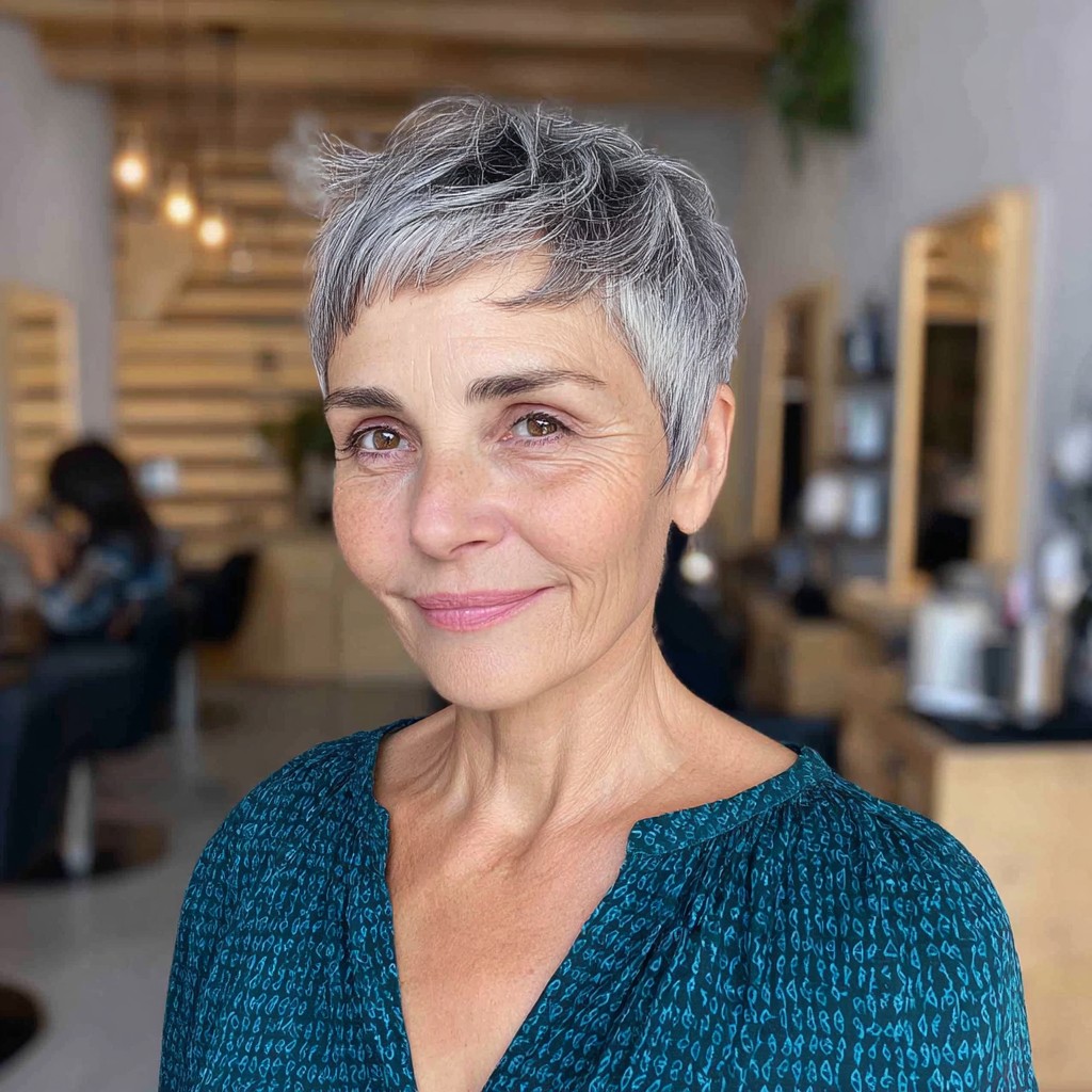 chic textured pixie with soft layers