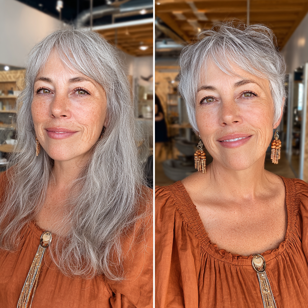 Chic Textured Silver Pixie Cut with Soft Volume