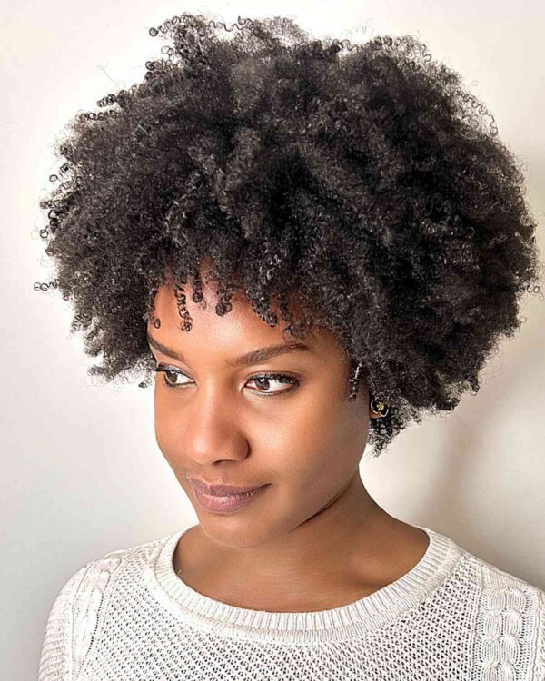 Textured Round Afro with Defined Curls