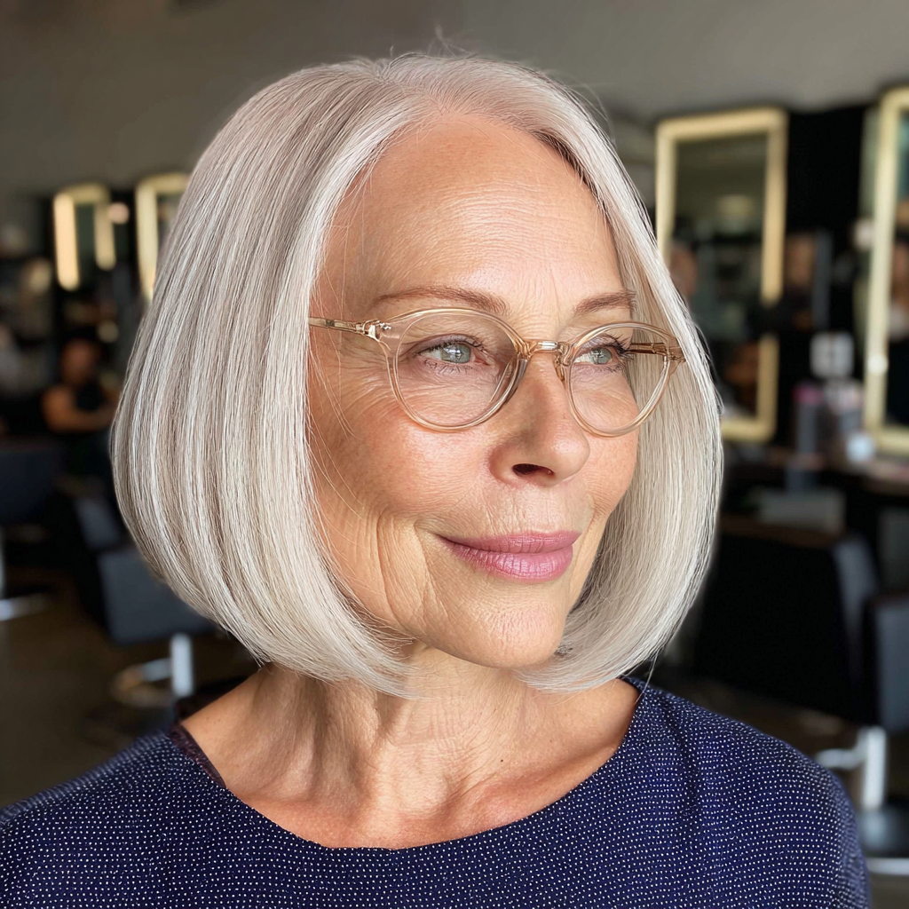 Modern Sleek Blunt Bob with Subtle Silver Tones