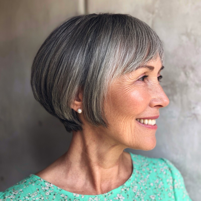 Modern Textured Gray Bob with Subtle Layers