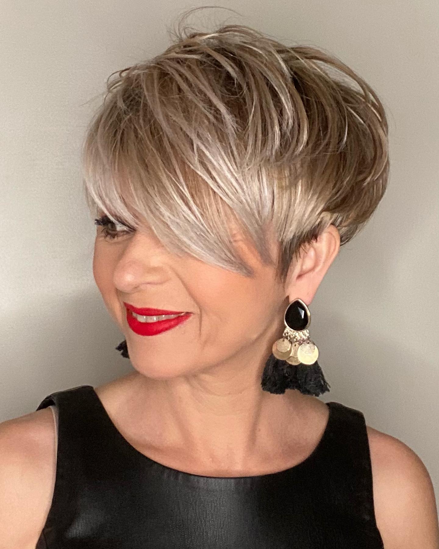 Modern Textured Pixie Cut with Bold Bangs