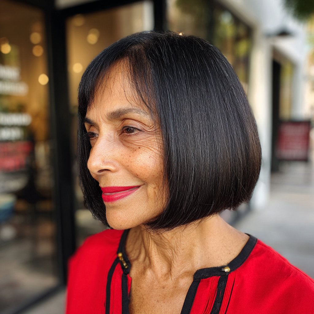 Sleek Blunt Bob with Face-Framing Bangs