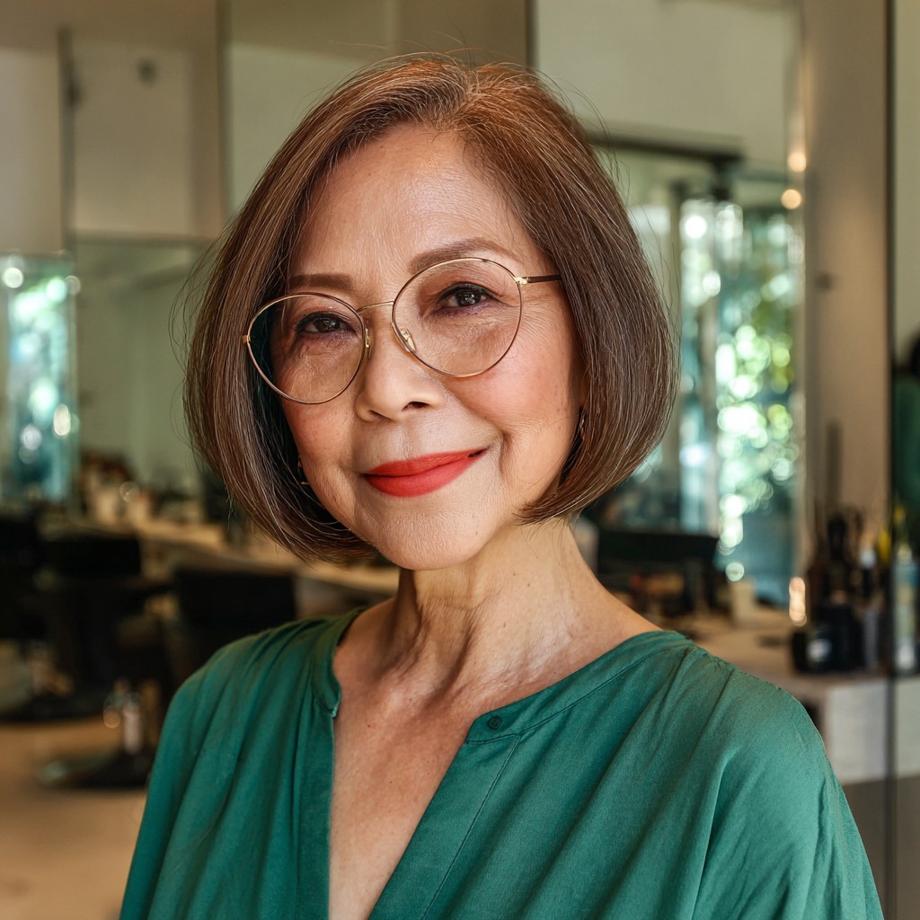 Sleek Chocolate Blunt Bob with Soft Edges