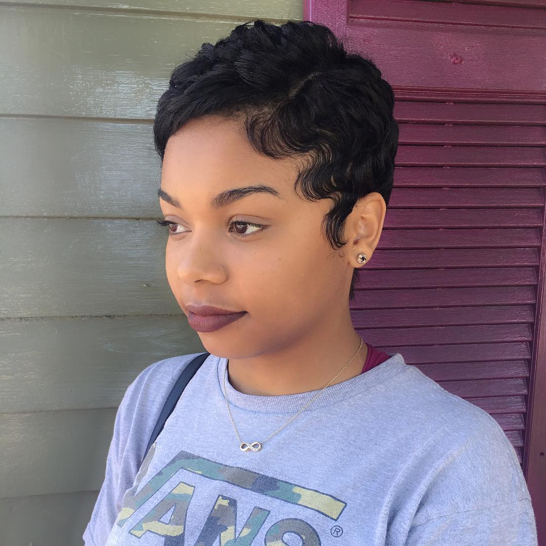 Sleek Curled Pixie Cut with Defined Edges