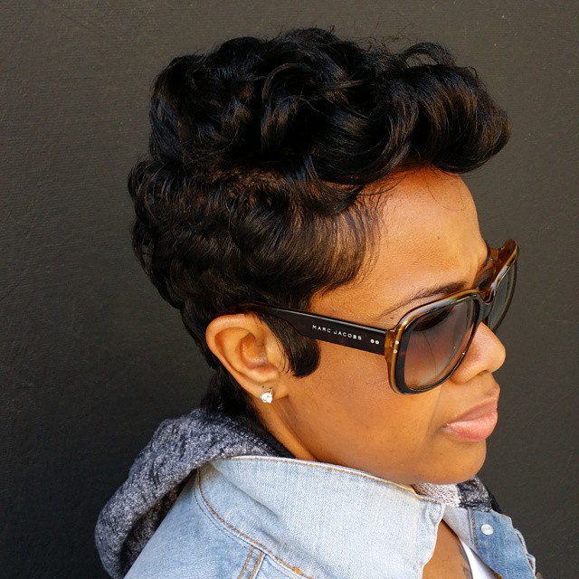 Stylish Curly Tapered Cut with Volume
