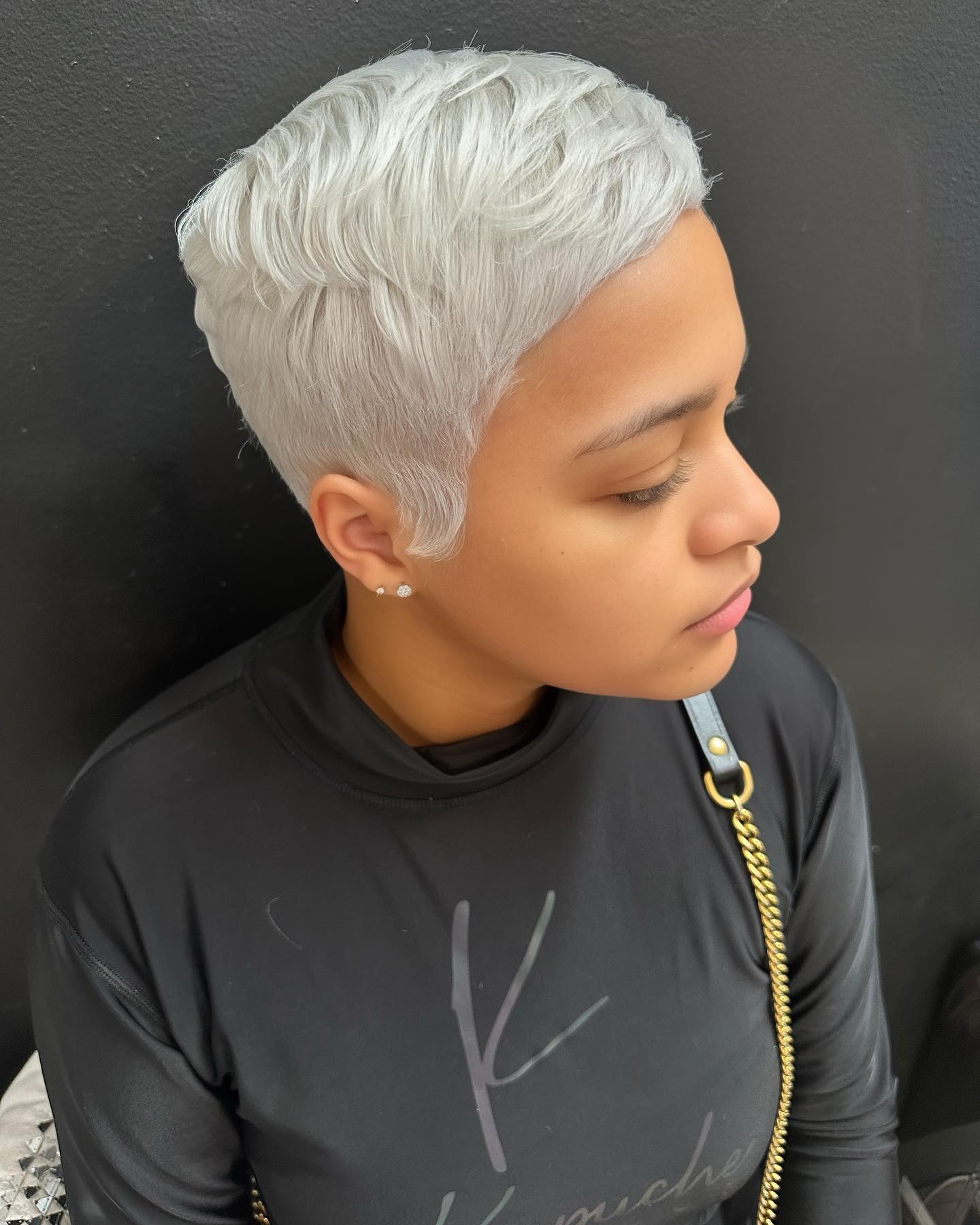 Stylish Textured Silver Pixie Cut