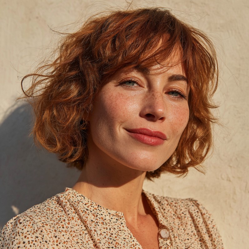 Textured Copper Bubble Bob with Soft Waves