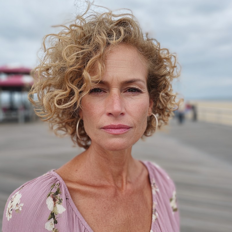 Textured Curly Bob with Defined Curls