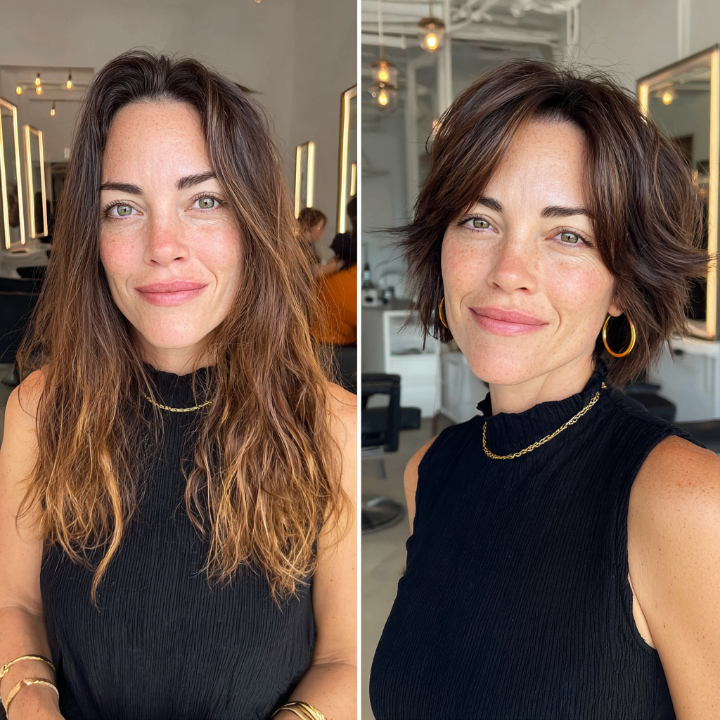 Textured Layered Crop with Soft Waves