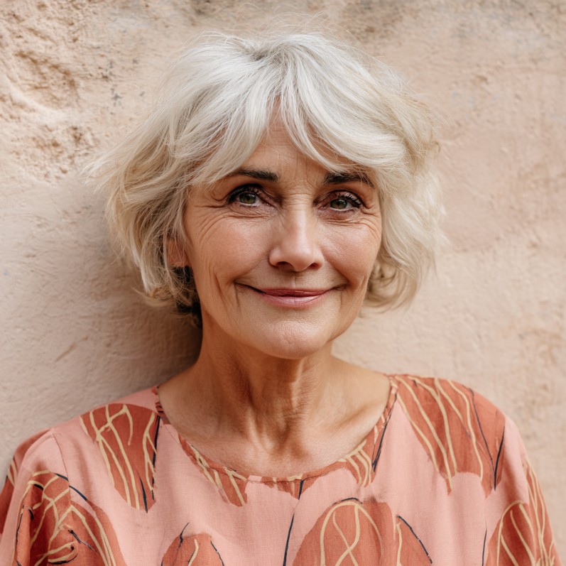 Textured Soft Silver Bob with Gentle Waves