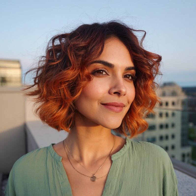 Vibrant Textured Bubble Bob with Fiery Highlights