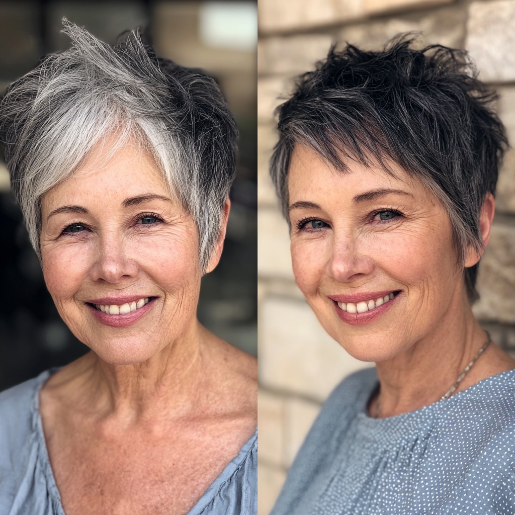 Textured Silver Pixie Cut with Playful Layers