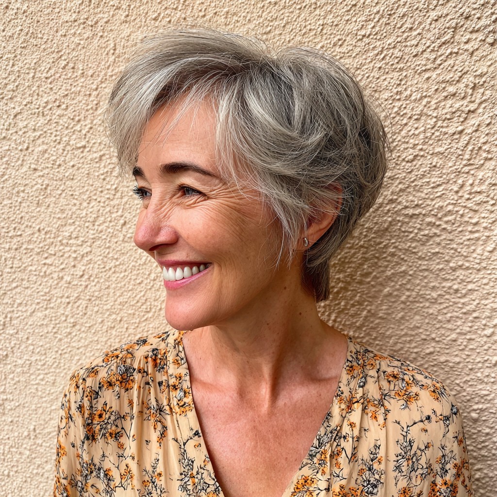 Chic Short Salt and Pepper Textured Hairstyle