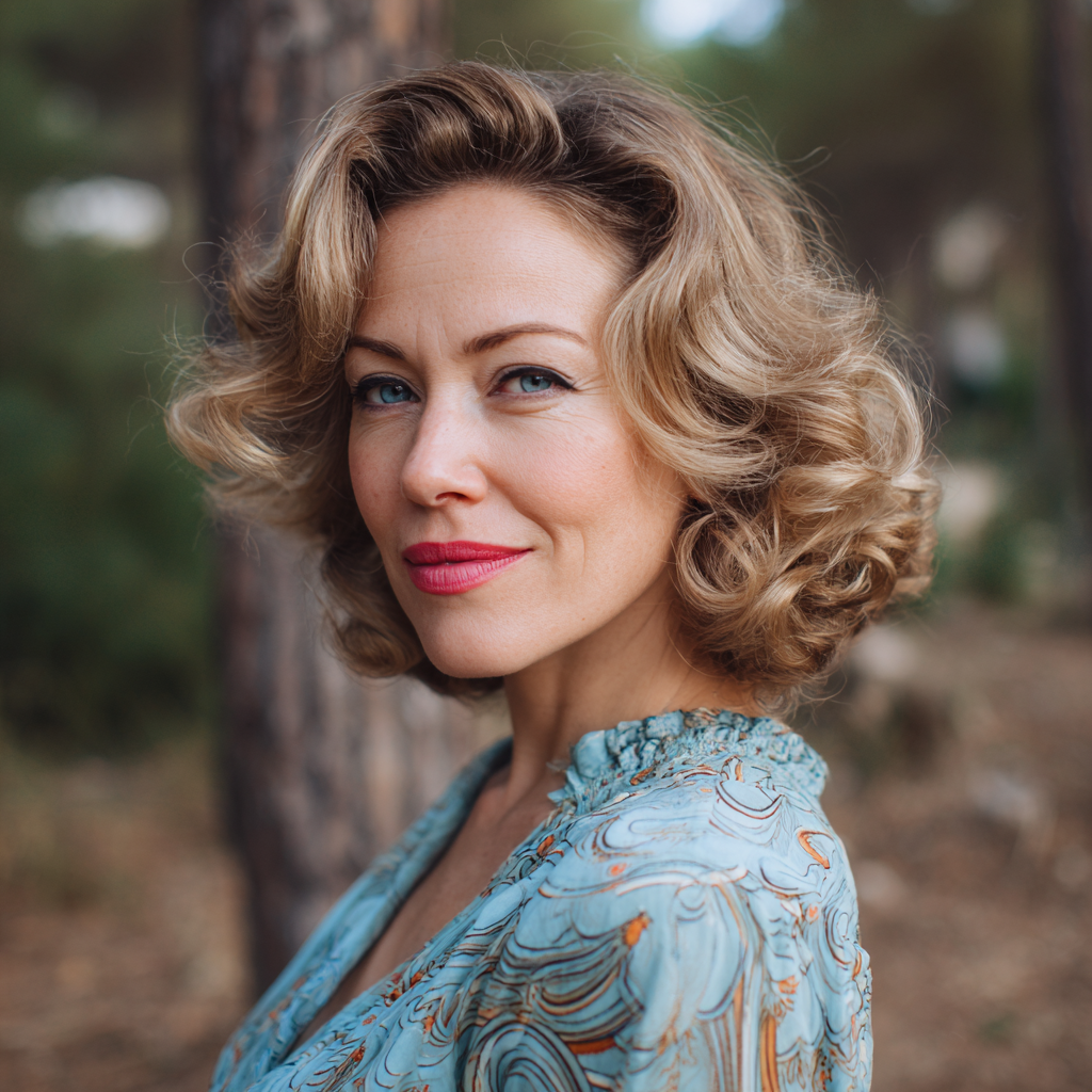Charming Retro-Inspired Soft Curls with Side Volume
