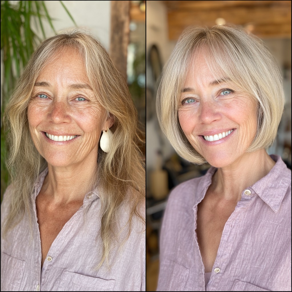 Charming Textured Blunt Bob with Soft Highlights
