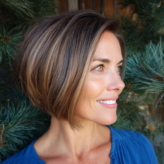 Chic Angular Bob with Subtle Highlights
