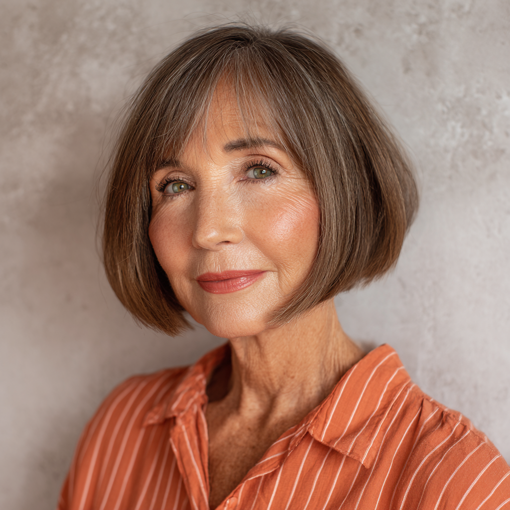 Chic Blunt Bob with Soft Side-Swept Bangs