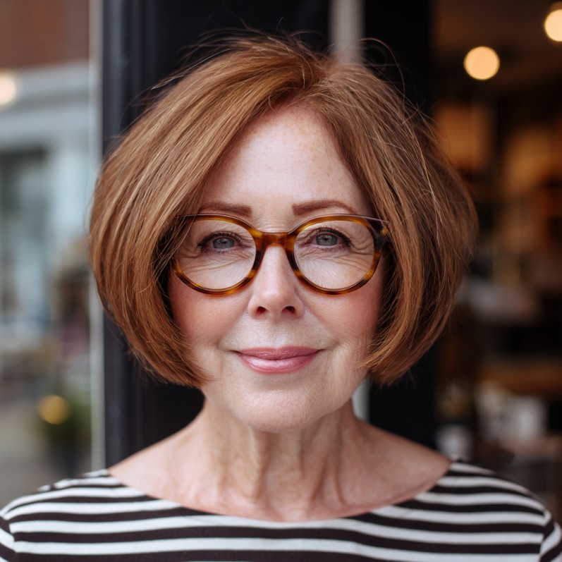 Chic Dark Brown Rounded Bob with Subtle Layers
