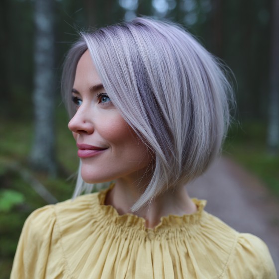 Chic Lavender Angular Bob with Soft Layers
