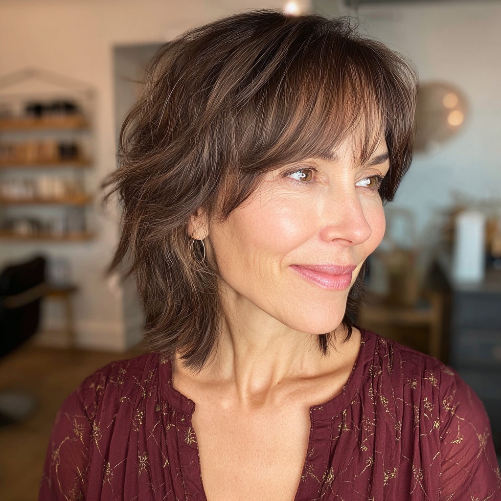 Chic Layered Choppy Bob with Soft Curtain Bangs