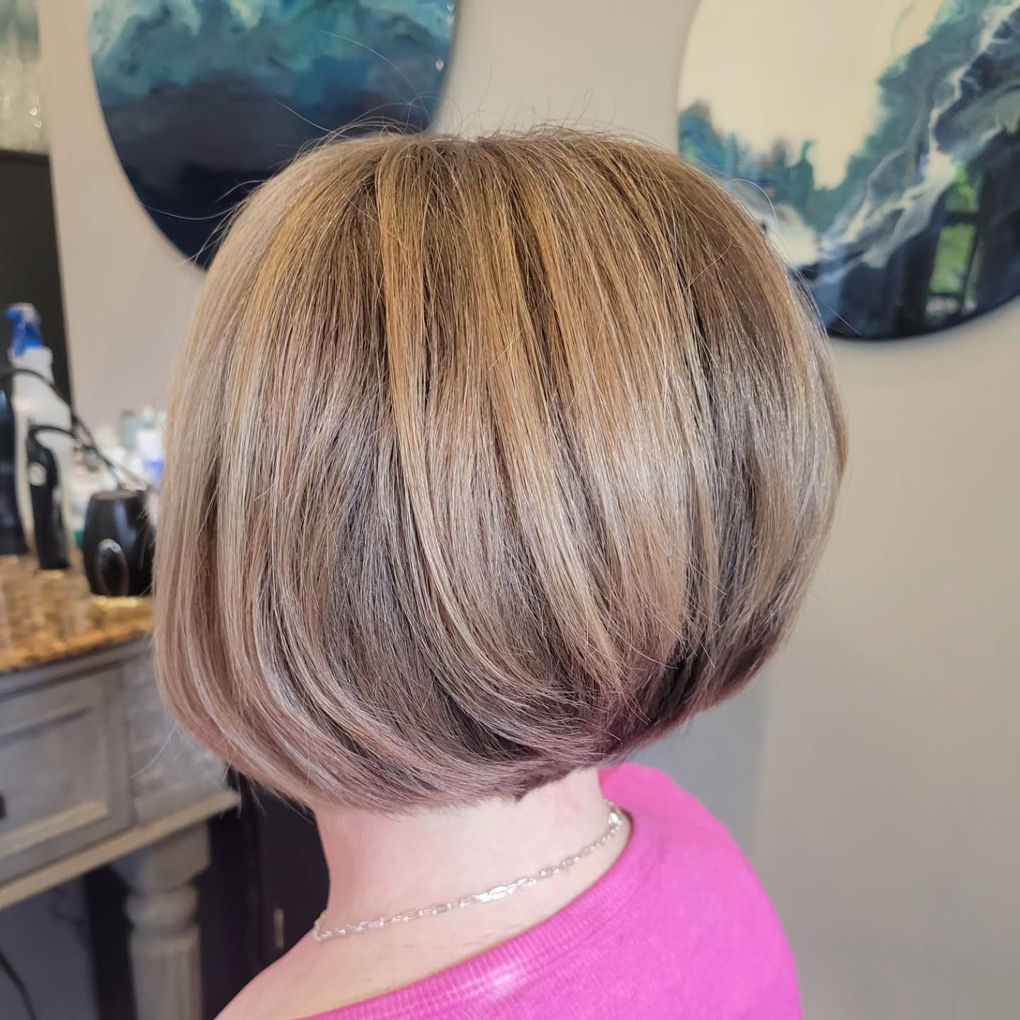 chic layered inverted bob with subtle highlights