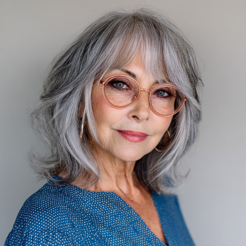 chic layered shag cut with soft bangs