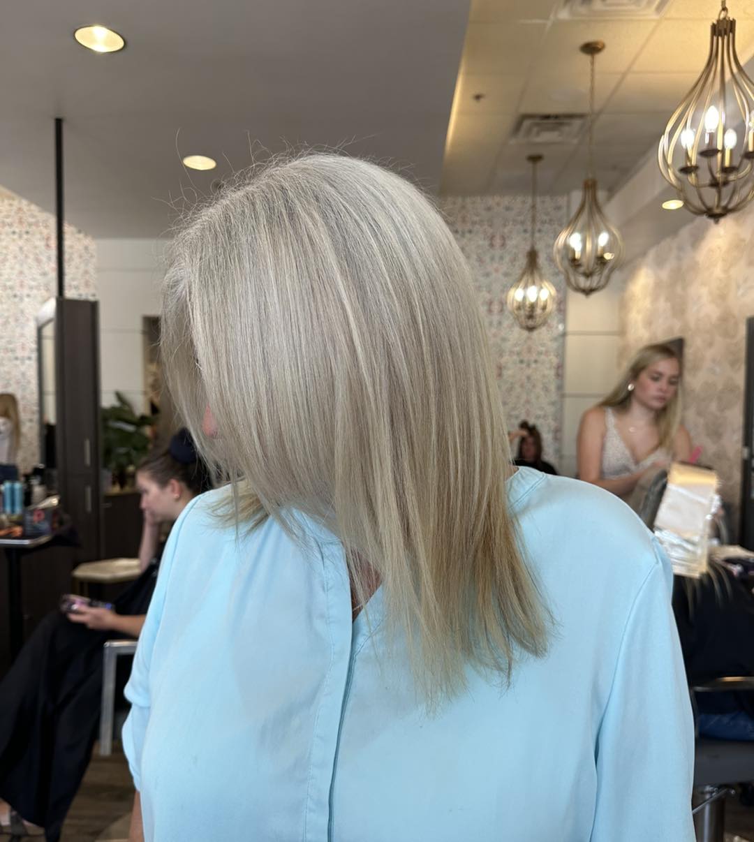 chic long layered silver haircut