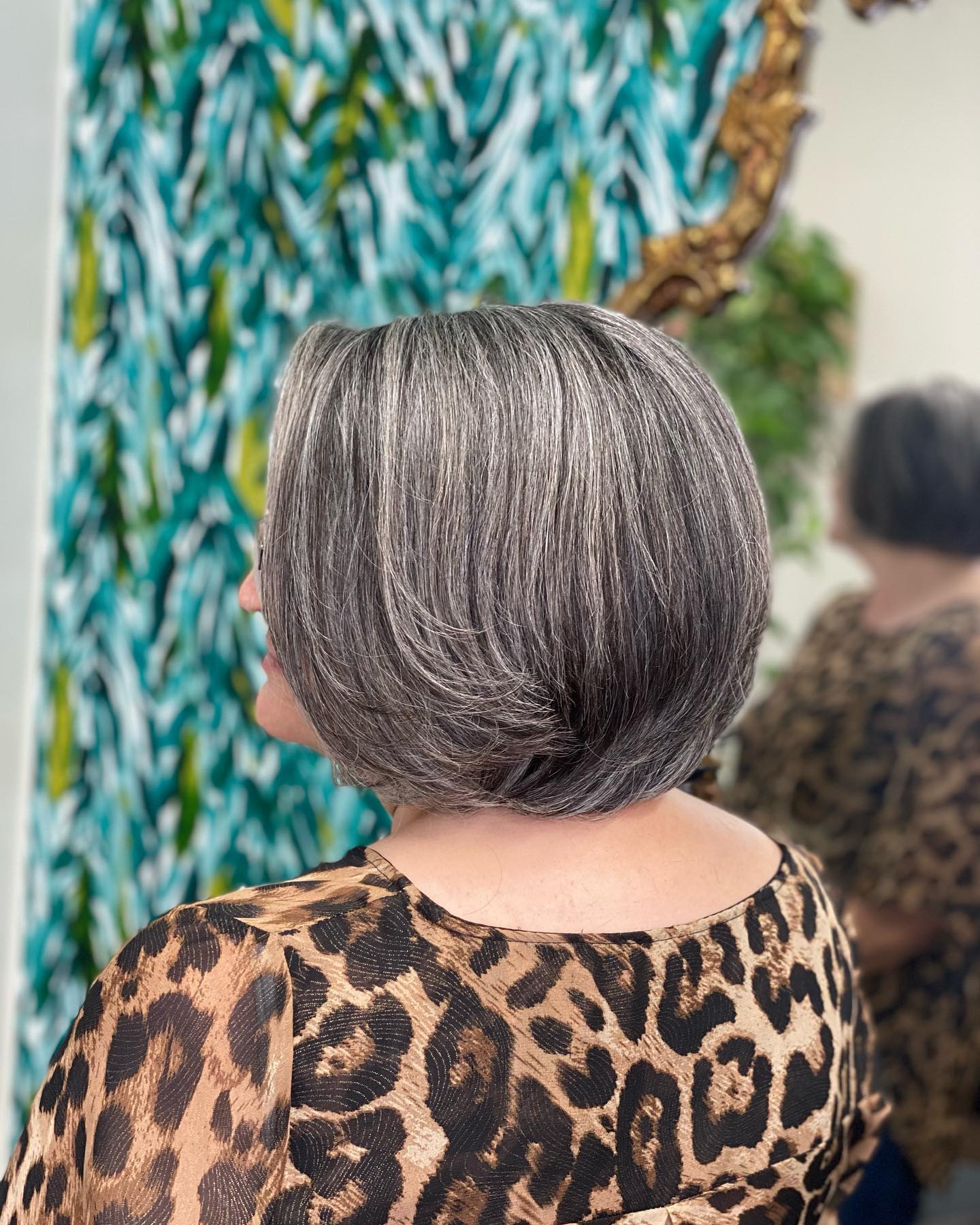 Chic Stacked Silver Bob with Subtle Volume