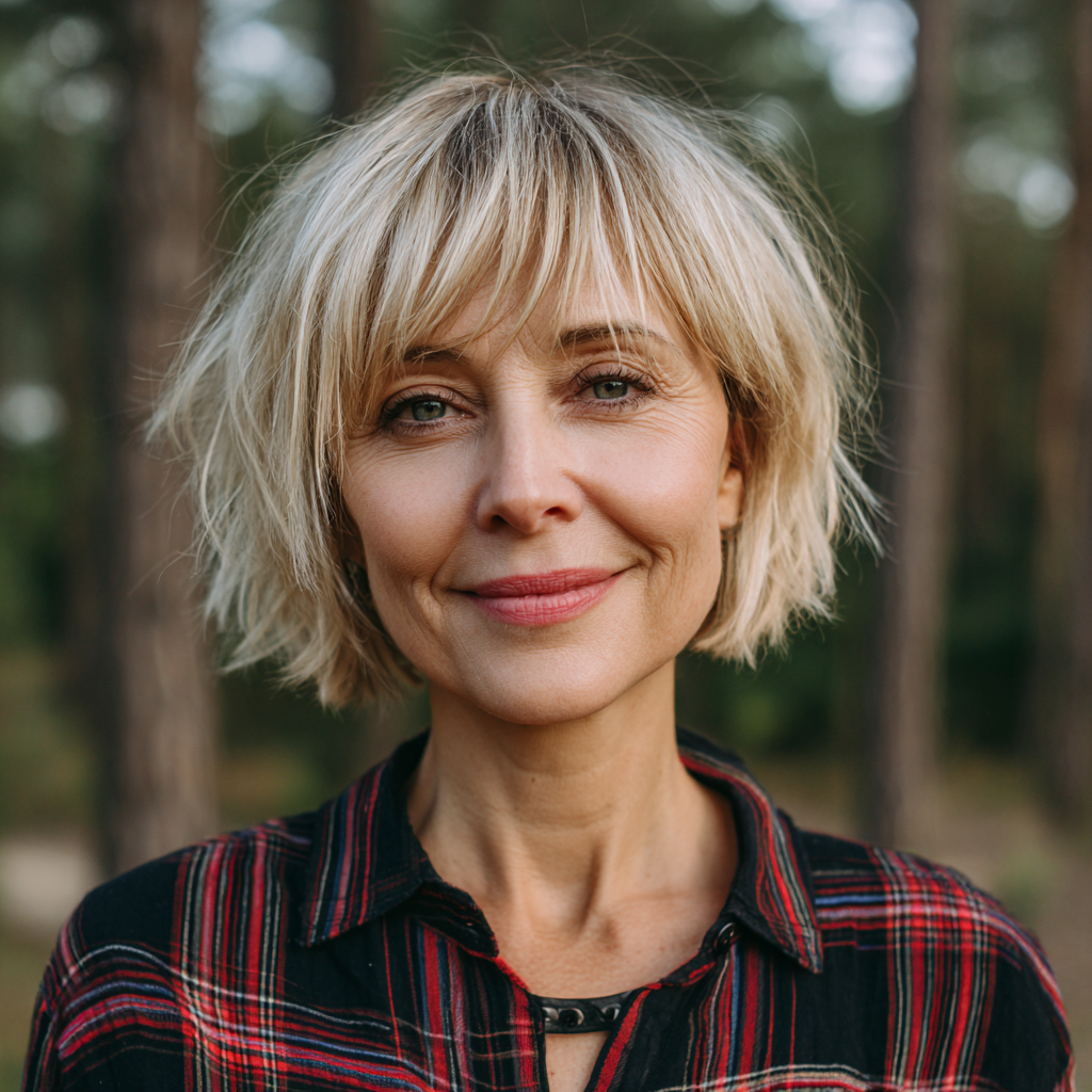 Chic Textured Blonde Bob with Subtle Layers
