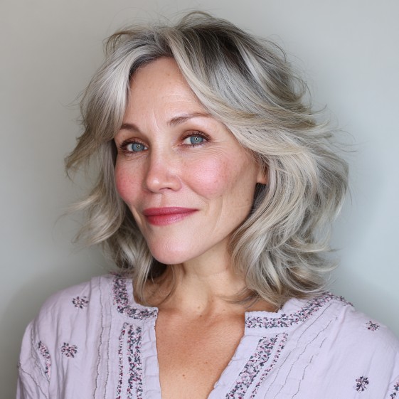 Chic Textured Gray Shag with Soft Layers