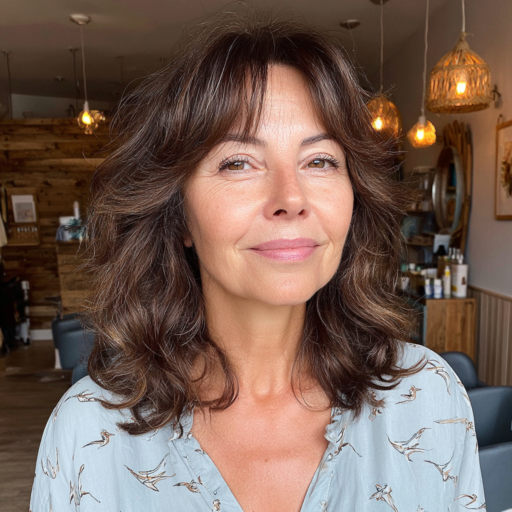 Chic Textured Medium Cut with Soft Bangs