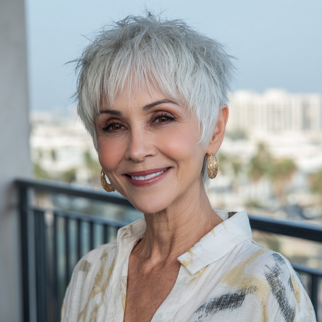 chic textured pixie cut with subtle layers