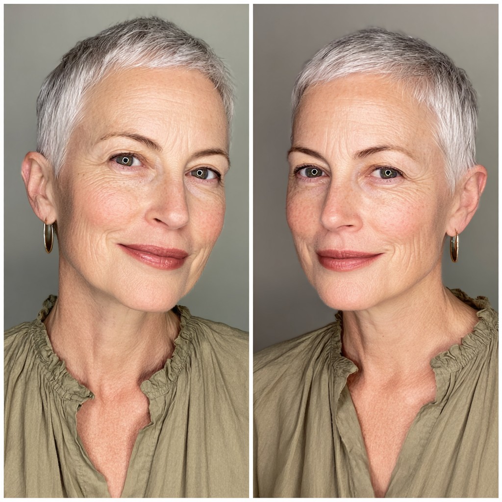 Chic Textured Silver Shattered Pixie Cut with Subtle Volume
