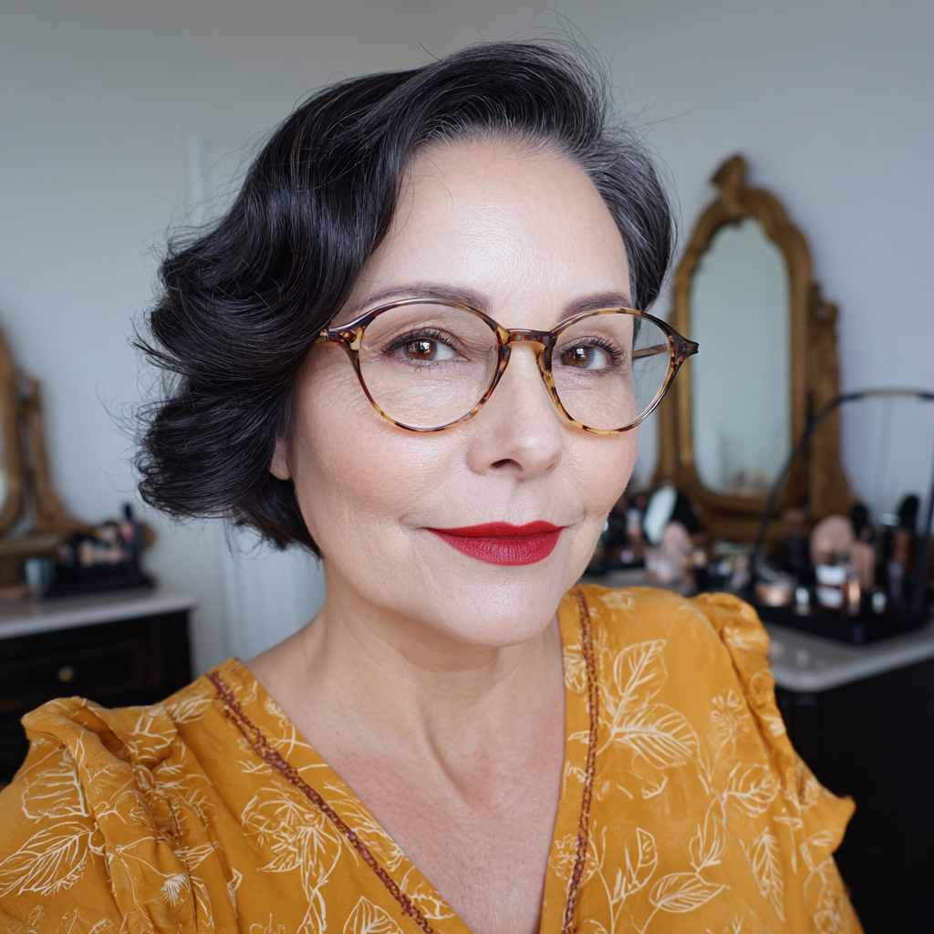 Chic Vintage-Inspired Curly Bob with Soft Volume