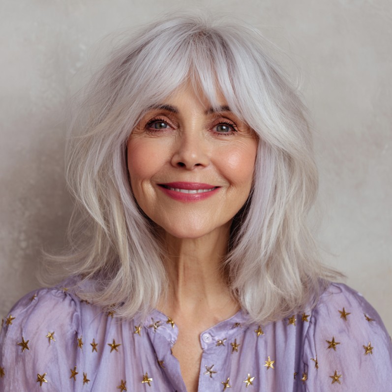 Effortless Silver Shag with Soft Layers