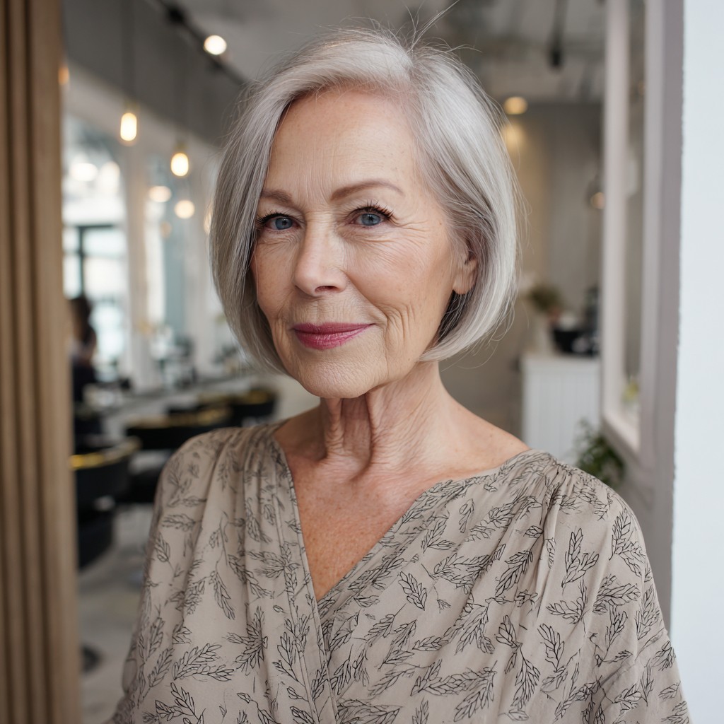Elegant Soft Silver Lob with Subtle Layers
