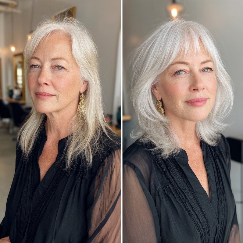 Elegant Textured Shag with Wispy Bangs