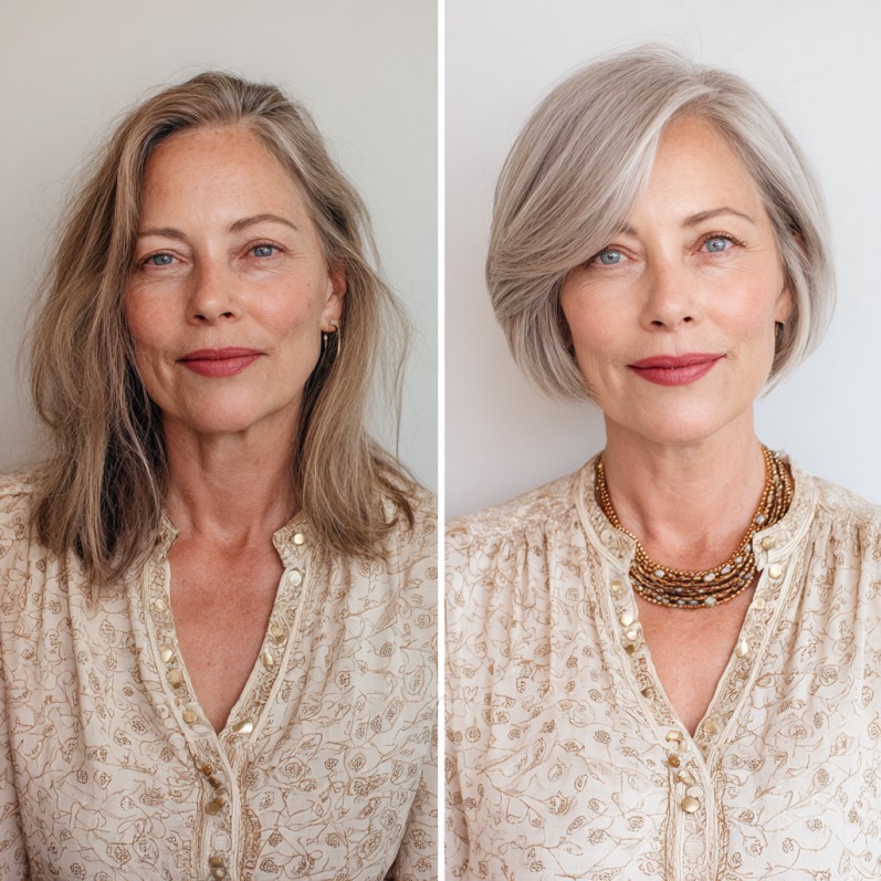Graceful Grey Bob with Textured Layers