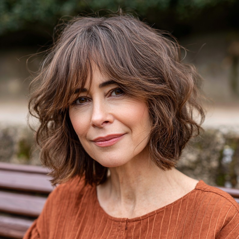 Modern Choppy Dark Brown Bob with Face-Framing Layers