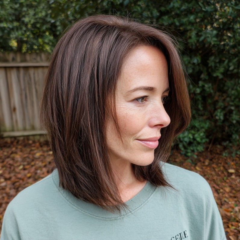 Modern Dark Brown Blunt Cut with Subtle Face-Framing Layers