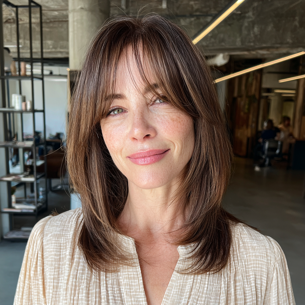 Modern Layered Cut with Soft Curtain Bangs
