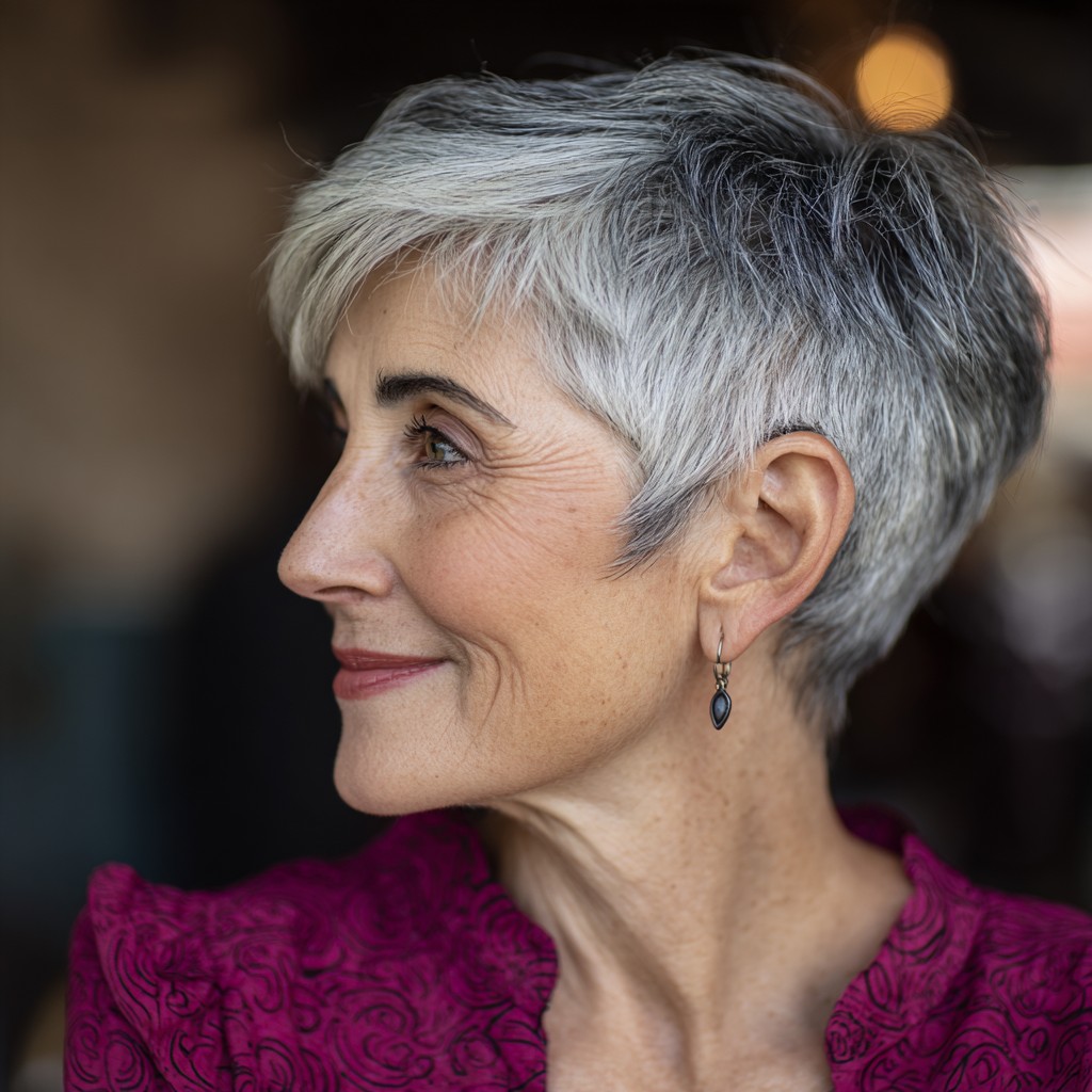 Modern Textured Silver Pixie Cut with Effortless Volume