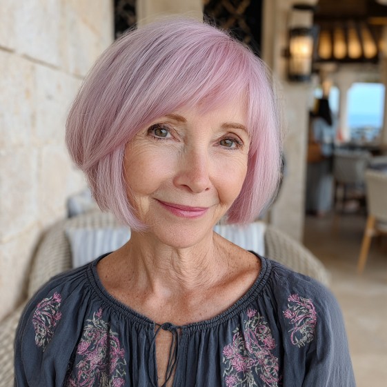 Playful Blush Inverted Bob with Soft Texture