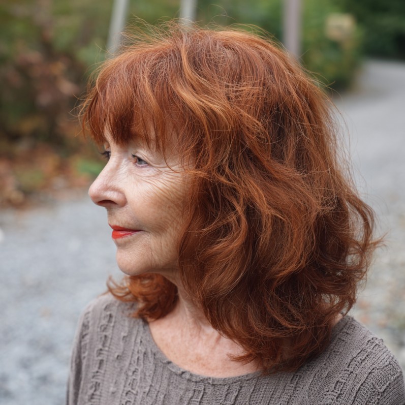 Playful Copper Shag with Soft Waves