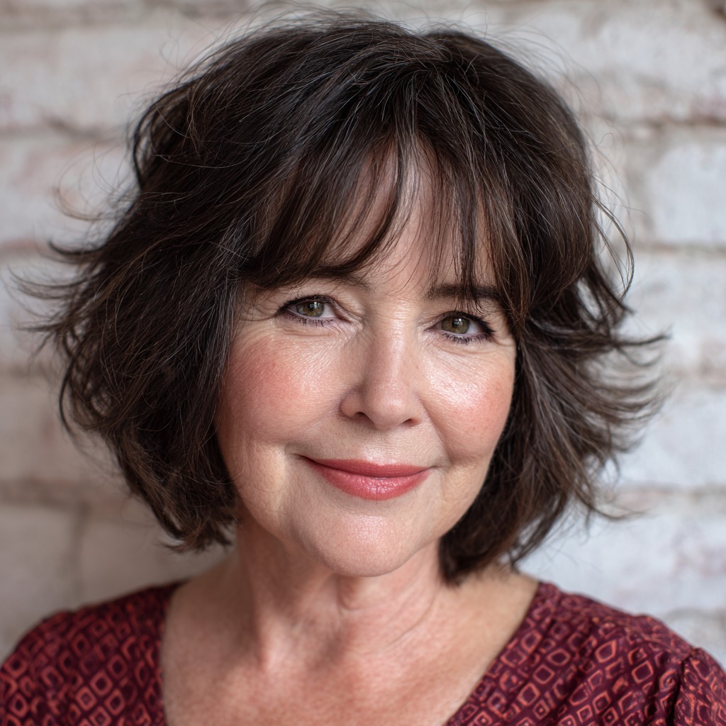 Playful Textured Bob with Soft, Feathered Bangs