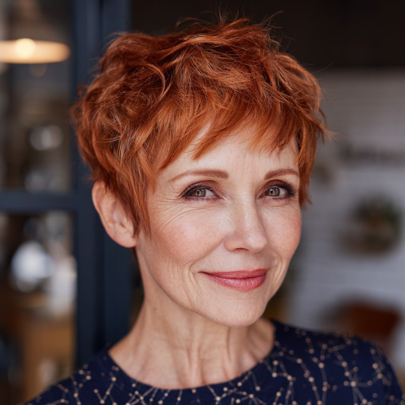 Playful Textured Red Pixie Cut with Soft Layers