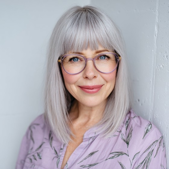 Sleek Silver Bob with Chunky Bangs