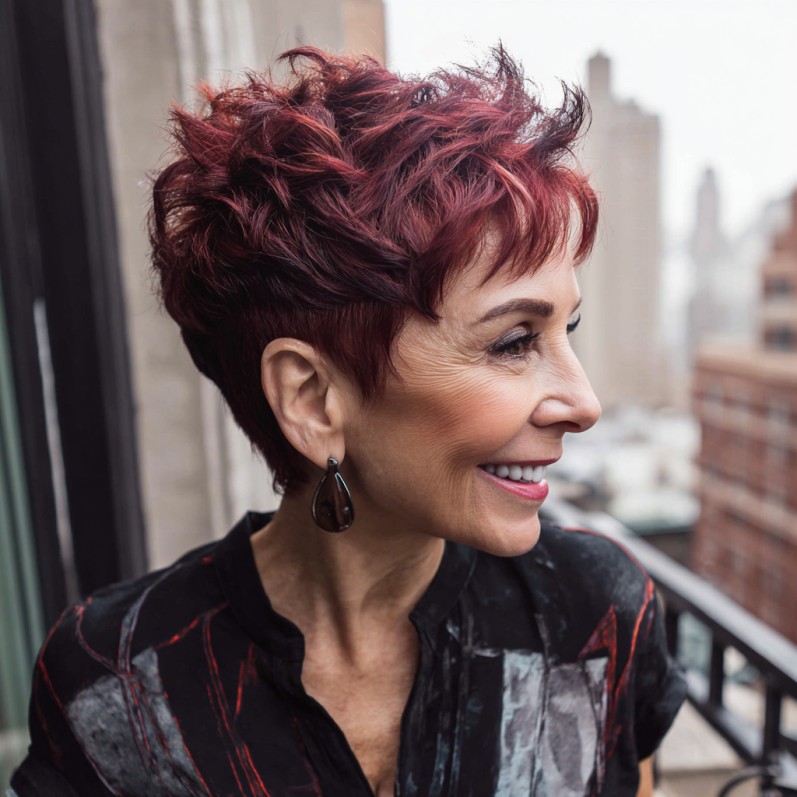 Stylish Textured Red Pixie Cut with Defined Layers