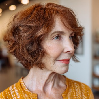 Textured Auburn Inverted Bob with Soft Waves